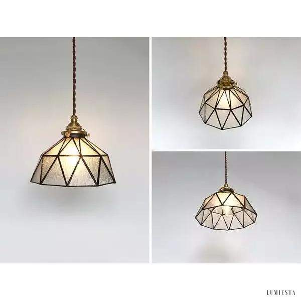 Lampa wisząca vintage z ręcznie robionymi szklanymi kloszami