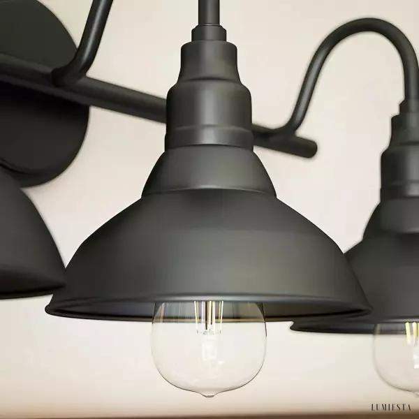 Lampy ścienne trzy punkty czarna metalowa lampa przemysłowa