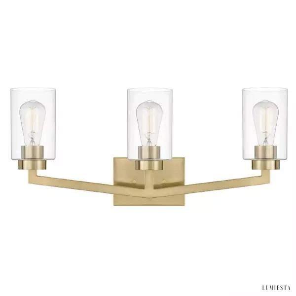 Lampa ścienna industrialna mosiężna z trzema kloszami