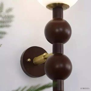 Lampa ścienna w kształcie gourd z drewna styl rustykalny