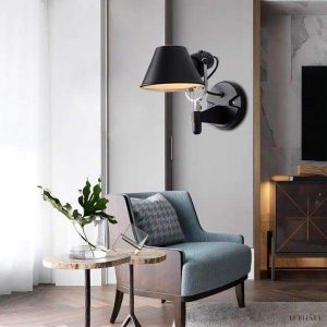 Czarna teleskopowa lampa ścienna obrotowa styl nowoczesny