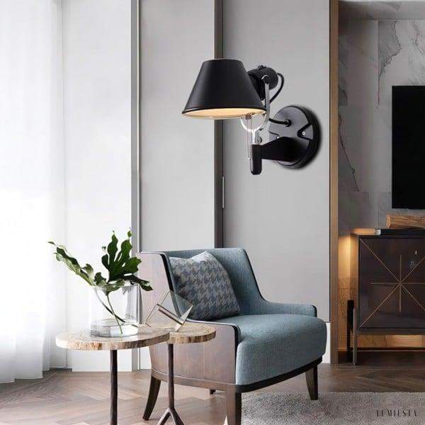 Czarna teleskopowa lampa ścienna obrotowa styl nowoczesny