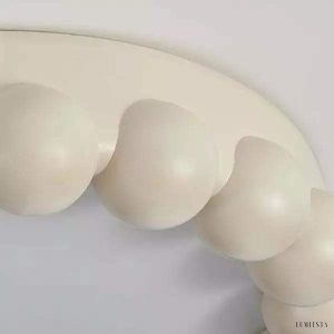 Kremowa Okrągła Lampa Sufitowa LED w Stylu Art Deco