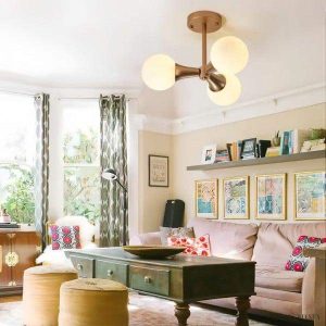 Lampa sufitowa metalowa w stylu Mid Century z globami