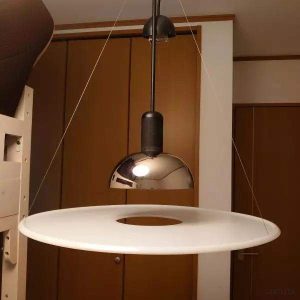 Lampa wisząca Frisbi stylowa okrągła 60 cm czarna nikiel