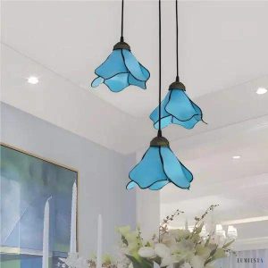 Lampa wisząca szklana w kształcie kwiatu vintage