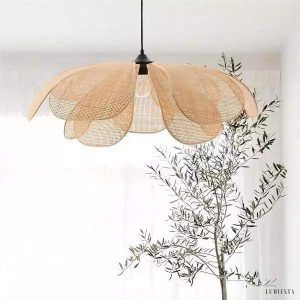Petal - Rattanowy żyrandol rustykalny w kształcie płatków