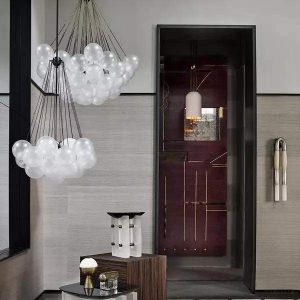 Savon - Żyrandol białe kule szklane - nowoczesny styl i elegancja - Ø40/60/80cm