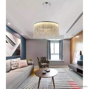 Nowoczesny żyrandol z łańcuchami aluminiowymi do salonu