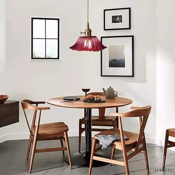 Szklana lampa wisząca retro Lotus z przezroczystym kloszem