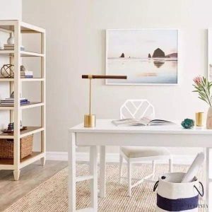 Lampka Biurkowa LED Linearna Drewno Styl Nowoczesny