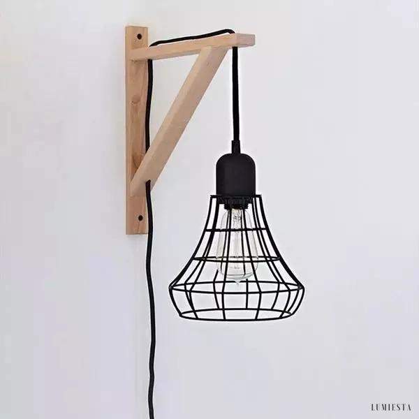 Nowoczesna lampa ścienna Fix z drewna w stylu skandynawskim