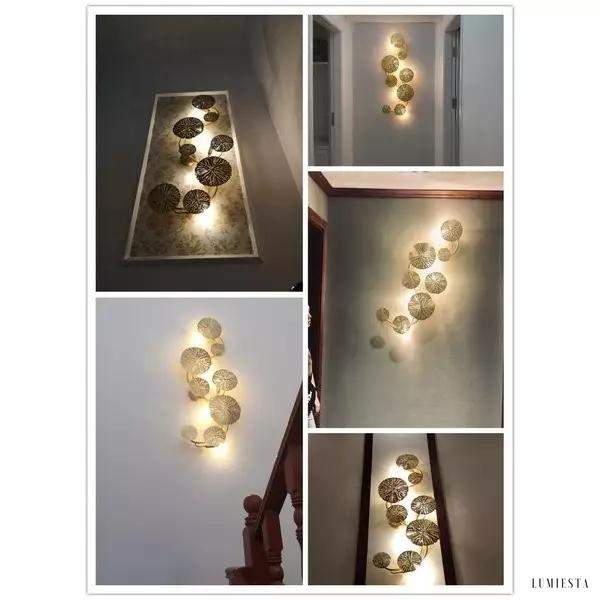 Lampa ścienna LED w kształcie liścia lotosu w stylu vintage