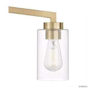 Lampa ścienna industrialna mosiężna z trzema kloszami