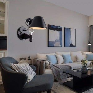 Czarna teleskopowa lampa ścienna obrotowa styl nowoczesny