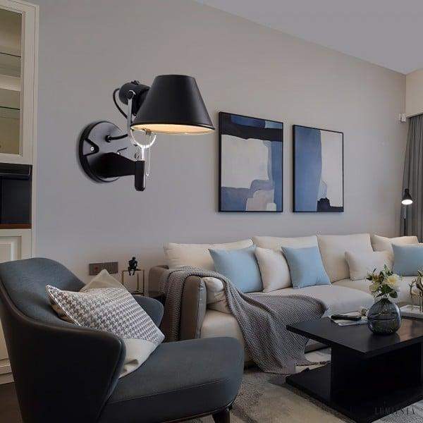 Czarna teleskopowa lampa ścienna obrotowa styl nowoczesny