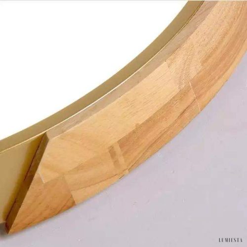 Nowoczesna okrągła lampa sufitowa LED z drewnianym akcentem