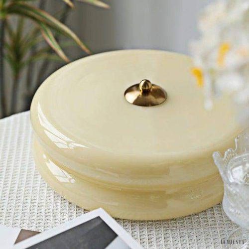 Lampa sufitowa w stylu Art Deco, biały/kremowy, platfon Ø32/40cm