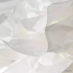 Papierowa lampa wisząca chmurka z białym kwiatem 43 cm