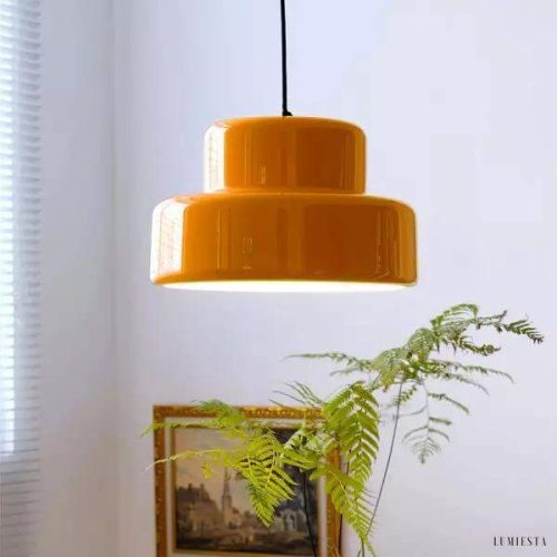 Lampa wisząca Poker w stylu Bauhaus w pomarańczowym kolorze