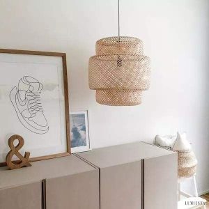 Bambusowa lampa wisząca w naturalnym stylu do wnętrz