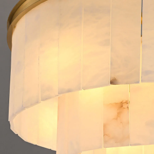 Upolu - Złoty żyrandol warstwowy z naturalnego alabastru - Ø45,60,80,100cm