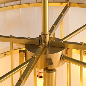 Upolu - Złoty żyrandol warstwowy z naturalnego alabastru - Ø45,60,80,100cm