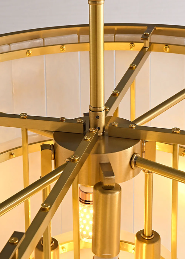 Upolu - Złoty żyrandol warstwowy z naturalnego alabastru - Ø45,60,80,100cm