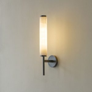 Brindisi - Lampa ścienna Alabaster w stylu świecy biało-złota