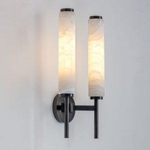 Brindisi - Lampa ścienna Alabaster w stylu świecy biało-złota