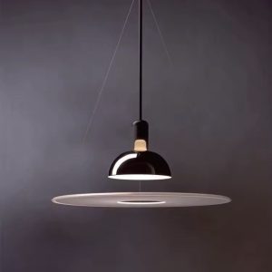 Lampa wisząca Frisbi stylowa okrągła 60 cm czarna nikiel