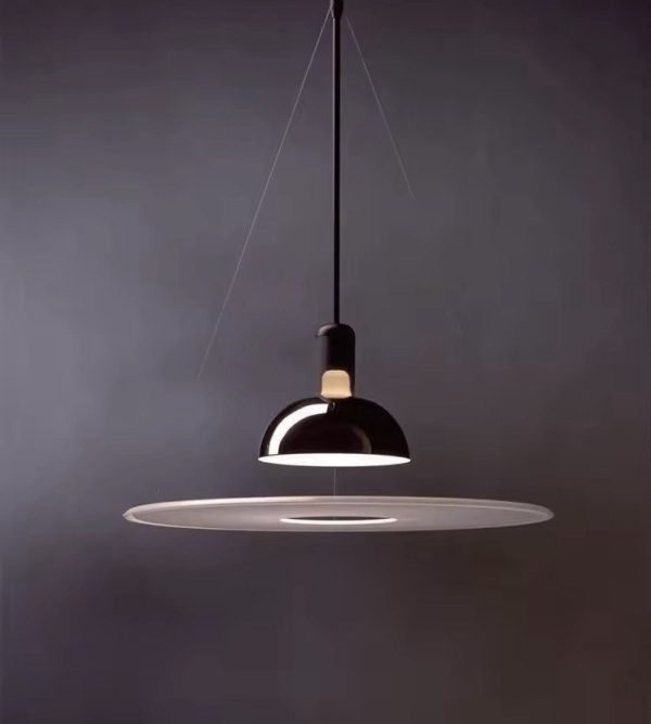 Lampa wisząca Frisbi stylowa okrągła 60 cm czarna nikiel