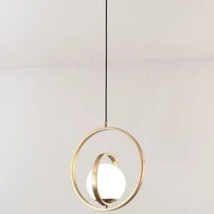 Lampa wisząca złota w nowoczesnym okrągłym stylu