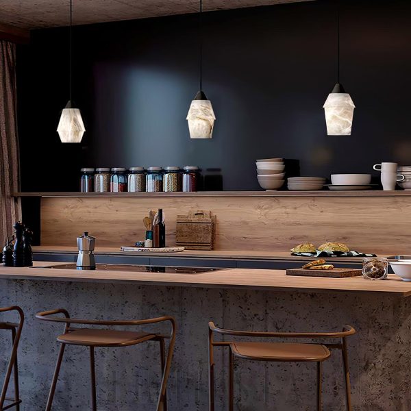 Temando - Lampa wisząca z alabastrowym kloszem 12cm