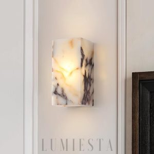 Luksusowy biały marmurowy kinkiet sześcienny LED 12x12 cm