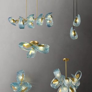  Islay - Lampa wisząca niebieskie szkło mosiężna 13cm x 23cm