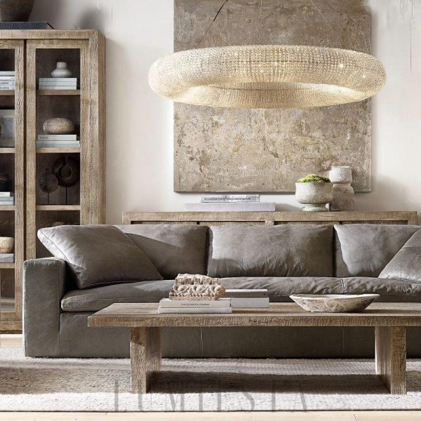 Przydymiony żyrandol LED w kształcie okręgu 183 cm