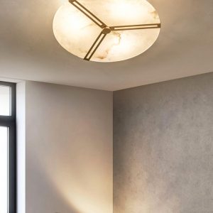 Quito - Nowoczesna lampa sufitowa z alabastru i miedzi