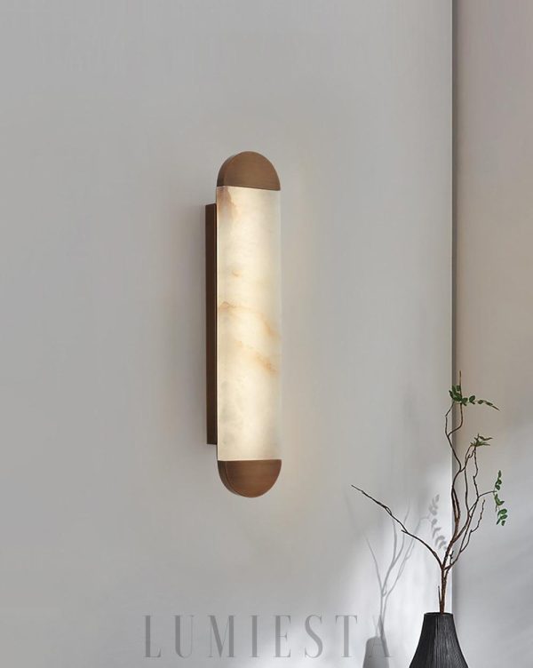 Luksusowy alabastrowy kinkiet cylindryczny 12x100 cm ciepła