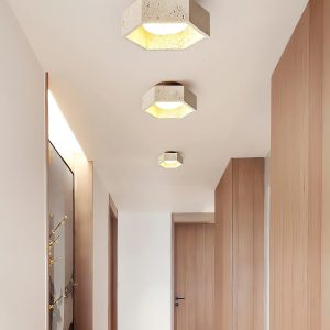 Plafon sufitowy sześciokątny z trawertynu 17cm beżowy