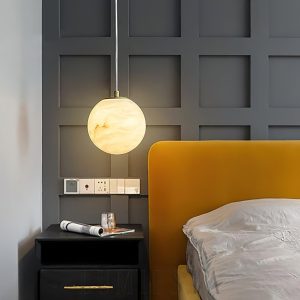 Lampa wisząca Sphaera z alabastru w formie kuli 10 12 15cm