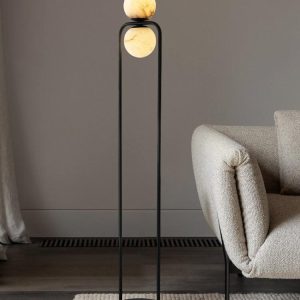 Tribeca - Nowoczesna lampa podłogowa z alabastrowym kloszem