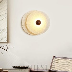 Aurora - Okrągła lampa ścienna travertynowa 33 cm