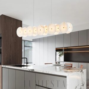 Fitzrovia - Alabastrowa lampa sufitowa 58 cm, ciepłe światło