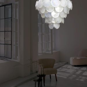 Lampa wisząca Murano Vintage 75 cm, białe szklane dyski