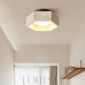 Plafon sufitowy sześciokątny z trawertynu 17cm beżowy