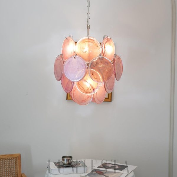 Lampa sufitowa Murano Vintage 45 cm, różowy żyrandol