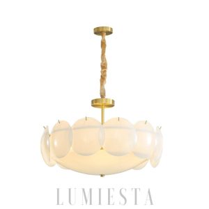 Lampa sufitowa Selene w stylu mosiężnym z szklanym kloszem