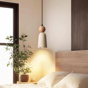 Lampa wisząca trawertynowa beżowo orzechowa 8cmx20cm