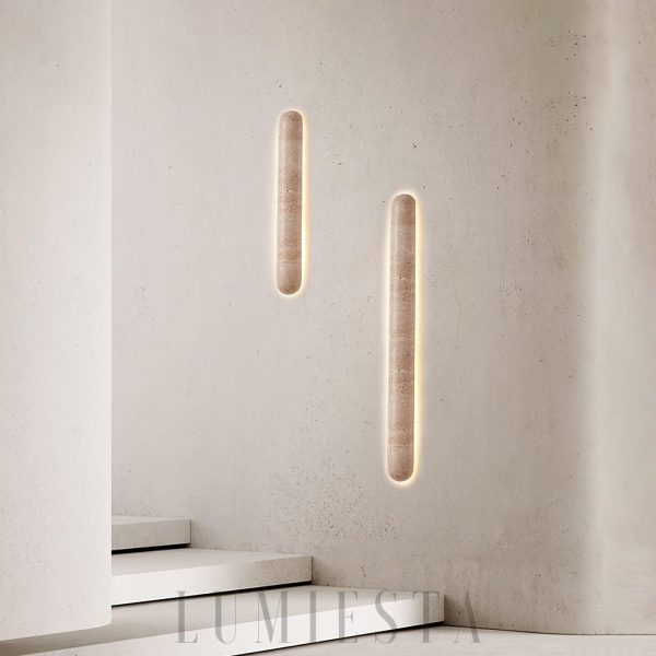 Elegancki podłużny kinkiet z trawertynu Liora 35 60 90cm